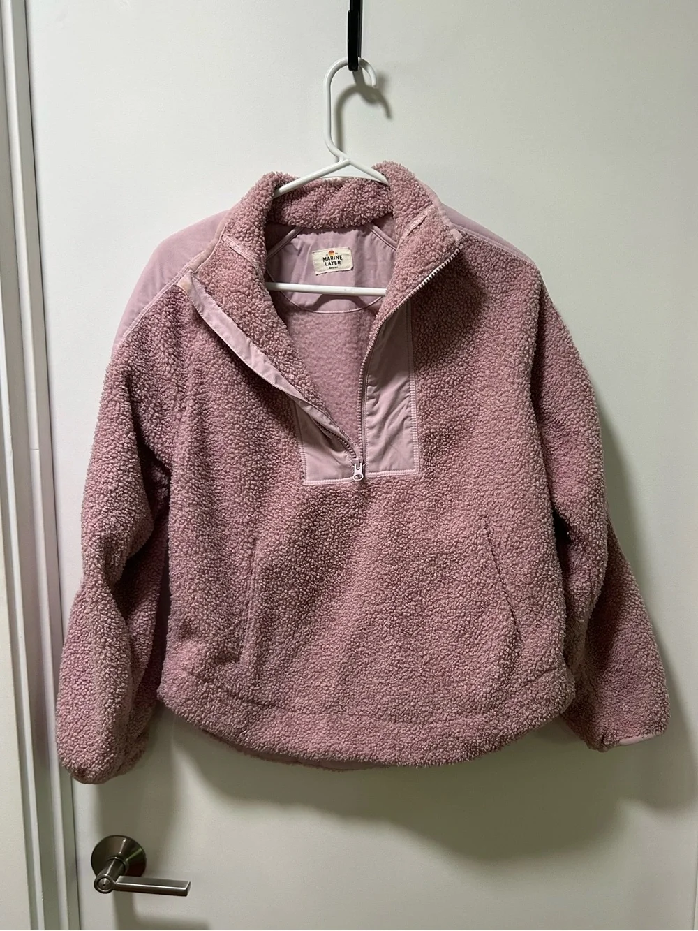 Marine Layer Sherpa Fleece Pullover in Pink Size Medium